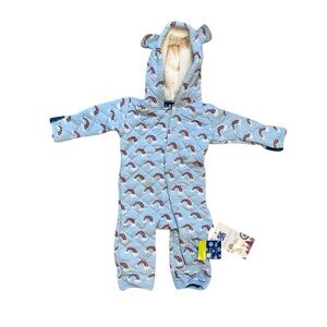 Kickee Pants Print Quilted Hoodie Coverall Sherpa-Lined Hood Size 3-6 Months NWT
